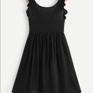 Dresses - Light weight A Line Sleeveless Ruffle Trim Dress Dresses - Light weight A Line Sleeveless Ruffle Trim Dress